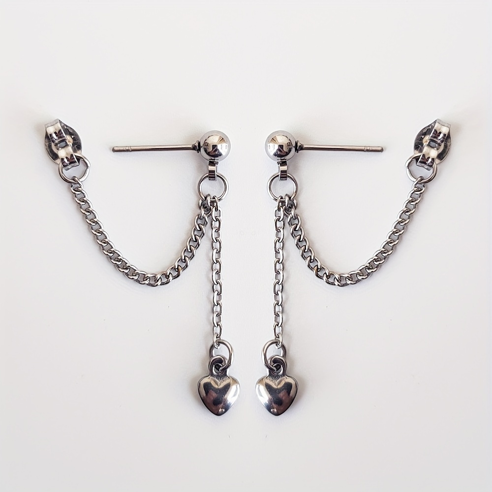 Stainless Steel Mini Heart Pendant Earrings